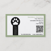 Paw and QR code sage green Vet/Veterinary Clinic  名刺 (裏面)