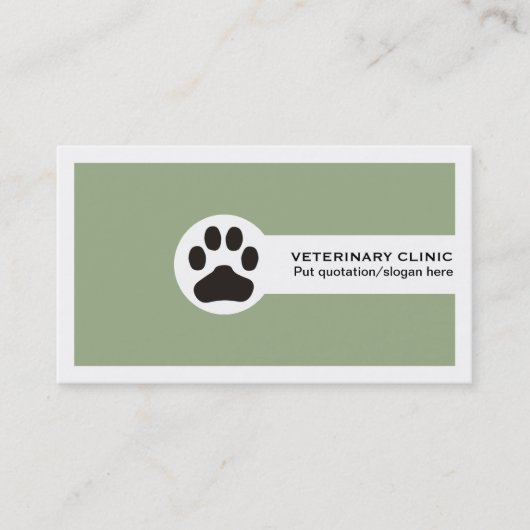 Paw and QR code sage green Vet/Veterinary Clinic  名刺 (正面)