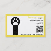 Paw and QR code yellow Vet/Veterinary Clinic 名刺 (裏面)