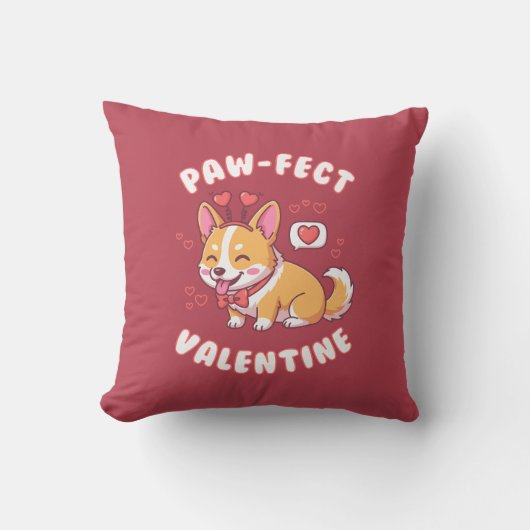 Paw-Fect Valentine - Corgi Dog Valentine Gift クッション (正面)