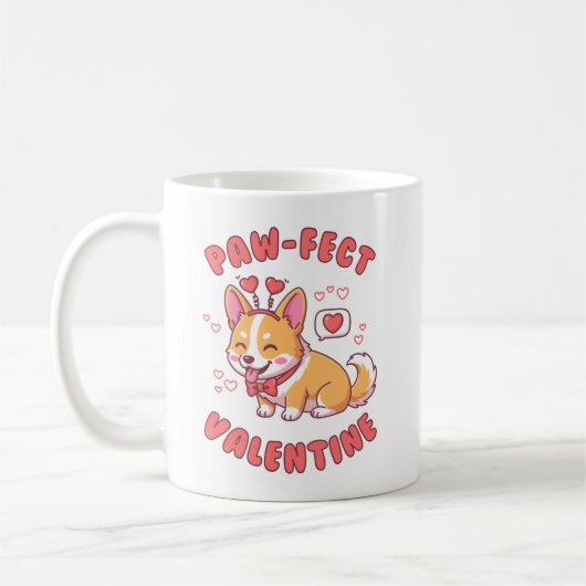Paw-Fect Valentine - Corgi Dog Valentine Gift コーヒーマグカップ (左)
