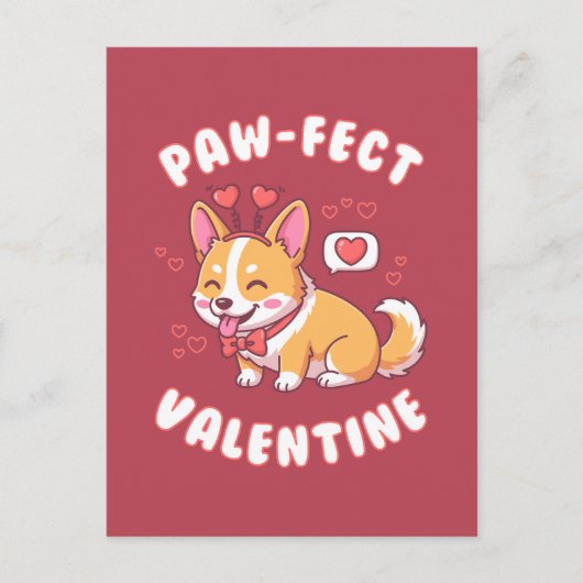 Paw-Fect Valentine - Corgi Dog Valentine Gift ポストカード (正面)