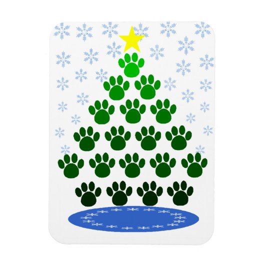 Paw Here Premium Magnet "Paw Prints Christmas Tree マグネット (縦)
