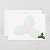 Paw Holly Leaves Christmas Blank ノートカード (正面/裏面)