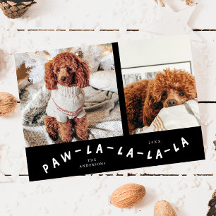 Paw-La-La-La-Laブラックペットフォトホリデーカード シーズンカード