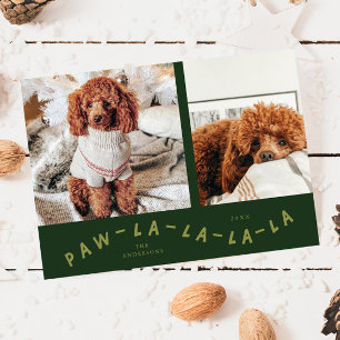 Paw-La-La-La-La-Greenペットフォトホリデーカード シーズンカード