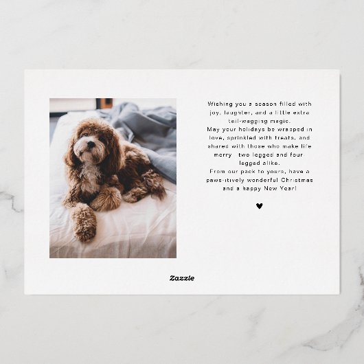 Paw-La-La-La-La-Laおもしろいペットのクリスマスフォト 箔シーズンカード (裏面)