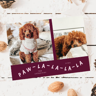 Paw-La-La-La-La-La Cranberry Petフォトホリデーカード シーズンカード