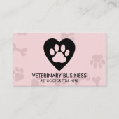 Paw Logo in heart Pet Groomer Sitting Service 名刺 (正面)