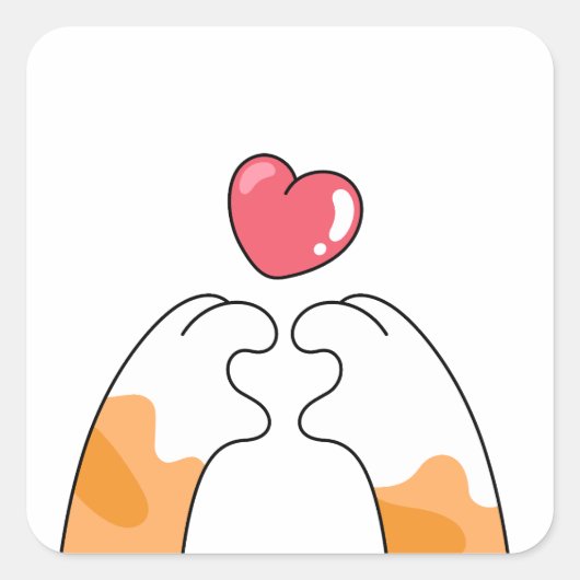 Paw Love: Cute Cat Paws Illustration スクエアシール (正面)