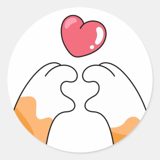 Paw Love: Cute Cat Paws Illustration ラウンドシール (正面)