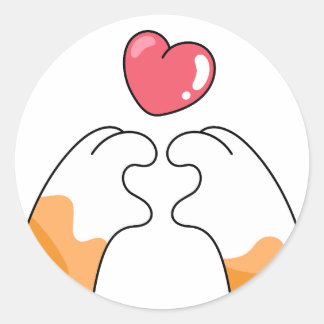 Paw Love: Cute Cat Paws Illustration ラウンドシール