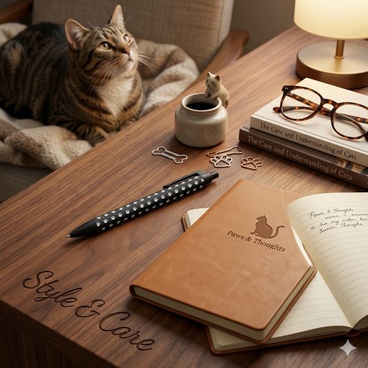 Paw Pattern Stylish Pen Cute Animal Print Style 黒ボールペン
