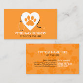 Paw Pet Doctor Animal Hospital Groom Sitter orange 名刺 (正面/裏面)