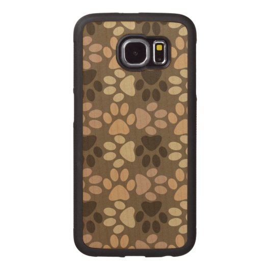 Paw Printデザイン CarvedウッドSamsung Galaxy S6ケース (裏面)