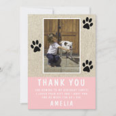 Paw Print素朴 Pink誕生日写真ありがとう カード (正面)