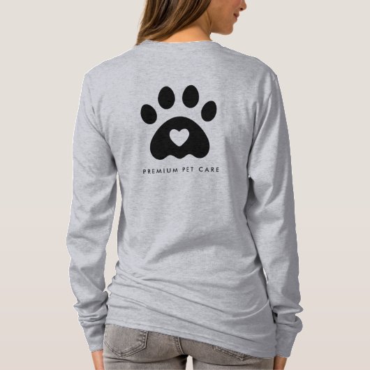 Paw Print モダン Pet Careドッグウォーカービジネスロゴ Tシャツ (裏面)