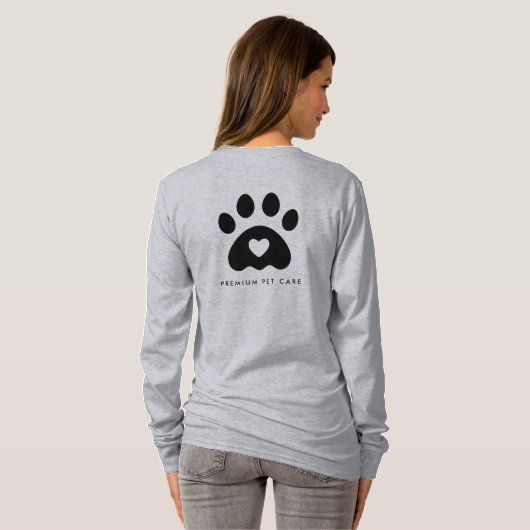 Paw Print モダン Pet Careドッグウォーカービジネスロゴ Tシャツ (裏面フル)