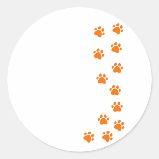 paw print – 自分の名前または犬種を追加する ラウンドシール (正面)