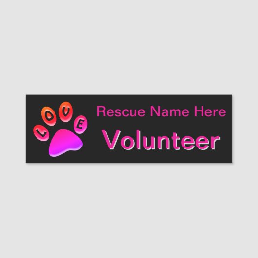 Paw Print Animal Volunteer Nameタグ 名札 (正面)