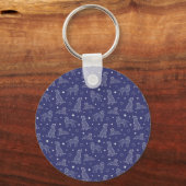 Paw Print Cookies Blue Pattern Monogram キーホルダー (裏面)