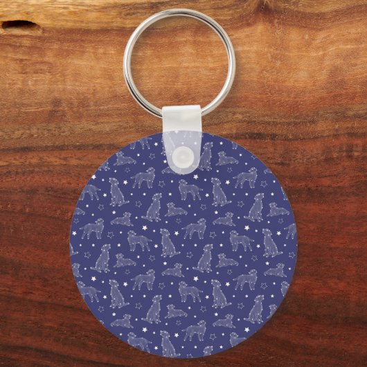Paw Print Cookies Blue Pattern Monogram キーホルダー (裏面)