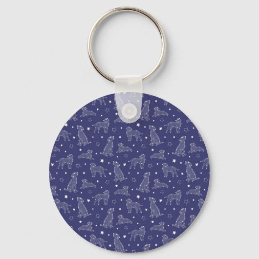 Paw Print Cookies Blue Pattern Monogram キーホルダー (裏面)
