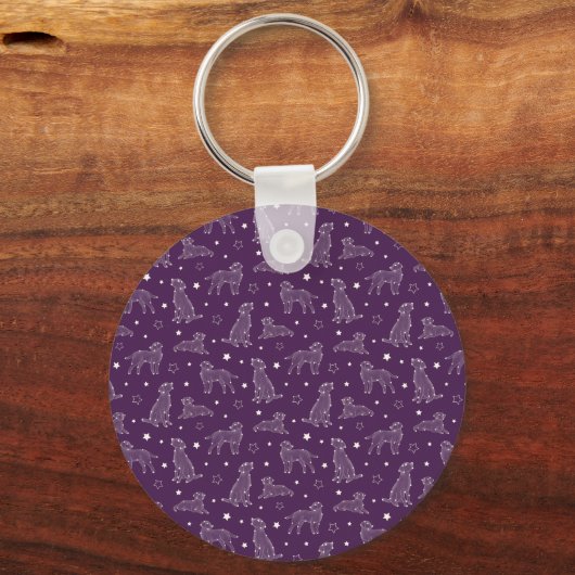 Paw Print Cookies Dark Purple Pattern Monogram キーホルダー (裏面)