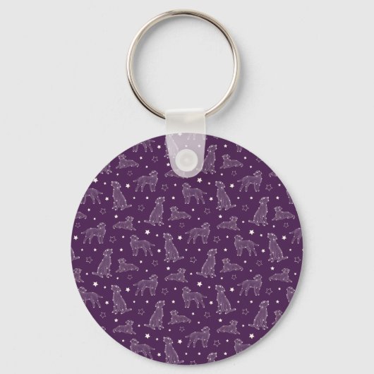 Paw Print Cookies Dark Purple Pattern Monogram キーホルダー (裏面)