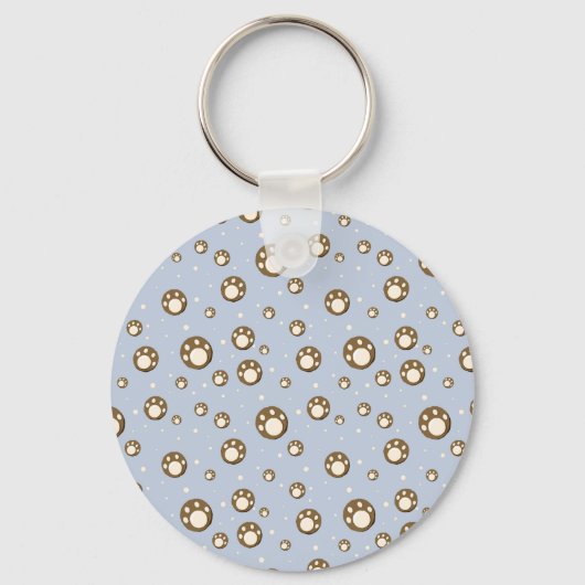 Paw Print Cookies Light Blue Pattern Monogram キーホルダー (裏面)