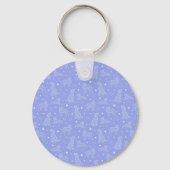 Paw Print Cookies Light Blue Pattern Monogram キーホルダー (裏面)