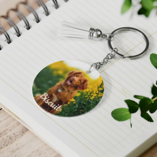 Paw Print Cookies Light Blue Pattern Monogram キーホルダー