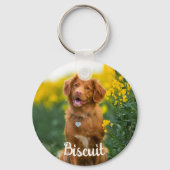 Paw Print Cookies Light Green Pattern Monogram キーホルダー (正面)