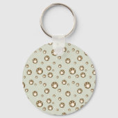 Paw Print Cookies Light Green Pattern Monogram キーホルダー (裏面)