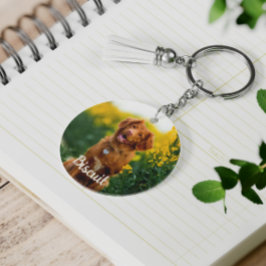 Paw Print Cookies Light Green Pattern Monogram キーホルダー