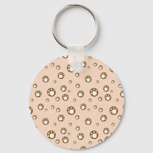 Paw Print Cookies Light Orange Pattern Monogram キーホルダー (裏面)