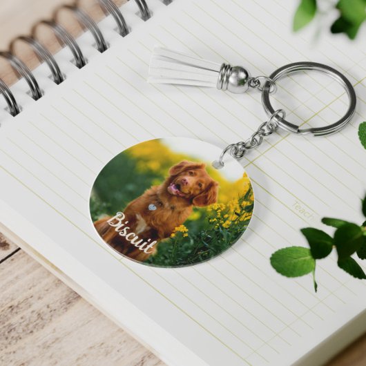 Paw Print Cookies Light Orange Pattern Monogram キーホルダー