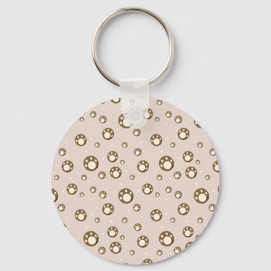 Paw Print Cookies Light Pink Pattern Monogram キーホルダー (裏面)