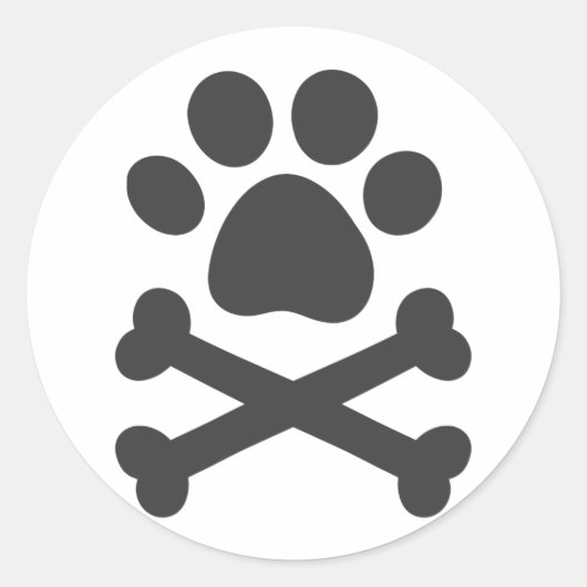 Paw print crossed bones – 背景色を選択 ラウンドシール (正面)