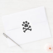 Paw print crossed bones – 背景色を選択 ラウンドシール (封筒)