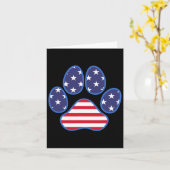 Paw Print Dog Cat 7月4日アメリカ国旗の男を見る カード (黄色い花)