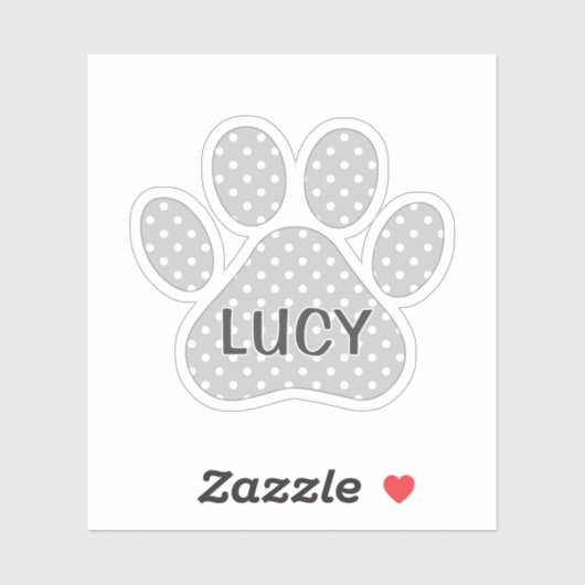Paw Print Gray and White Polka Dot Pattern シール (シート)