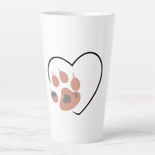 Paw print heart - Cute pet lover design カフェラテマグ (正面)