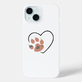 Paw print heart - Cute pet lover design  iPhone 15ケース