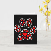 Paw Print Heart Pattern Valentines Day Cute Dog Pu カード (黄色い花)
