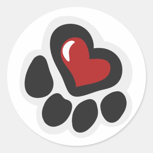 Paw print hearth – 背景色を選択 ラウンドシール (正面)