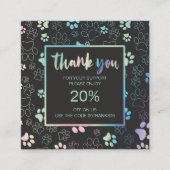 Paw Print Holographic Thank you Discount Card スクエア名刺 (正面)