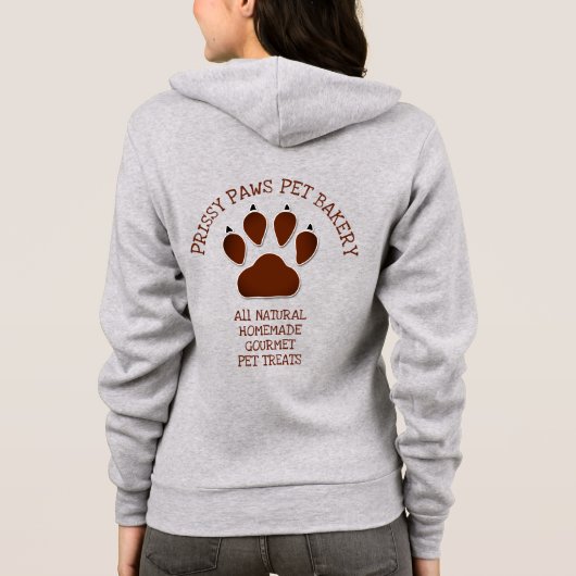 Paw Print in Brown with Business Name LIGHT パーカ (裏面)