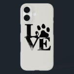 Paw Print Love iPhone 16ケース<br><div class="desc">あなたの犬の友人のためにあなたの愛を示すポープリント愛のレタリング携帯電話ケース。これは複数の他の電話タイプに転送可能である。</div>