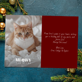 Paw Print Meowy Christmas手書き写真赤 シーズンカード